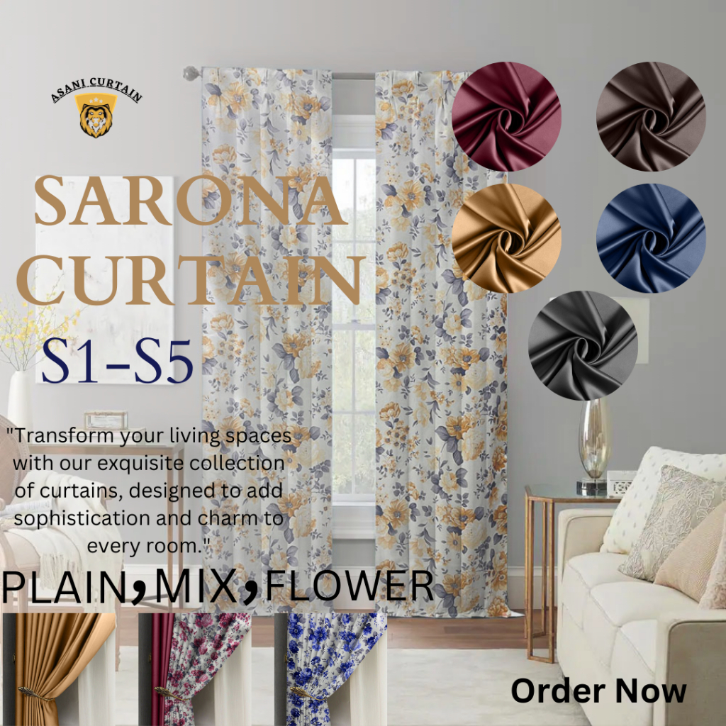 Langsir Sorona (HOOK) Ready Made Curtain / Langsir Bercorak Bunga ...