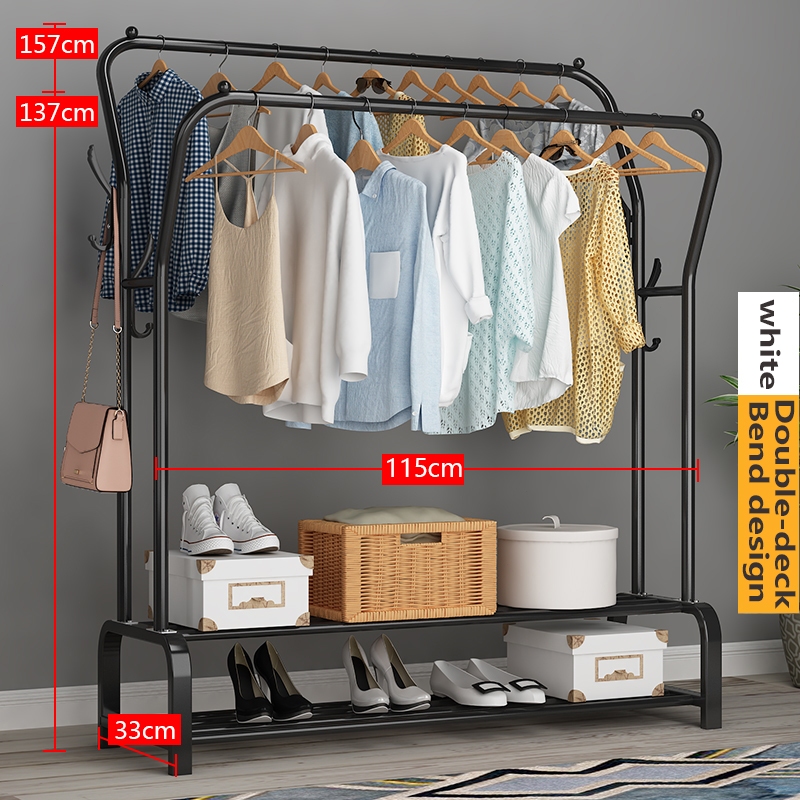 Oo-Clothes Rack Single/Double Pole Strong Steel Structure Laundry Rack ...