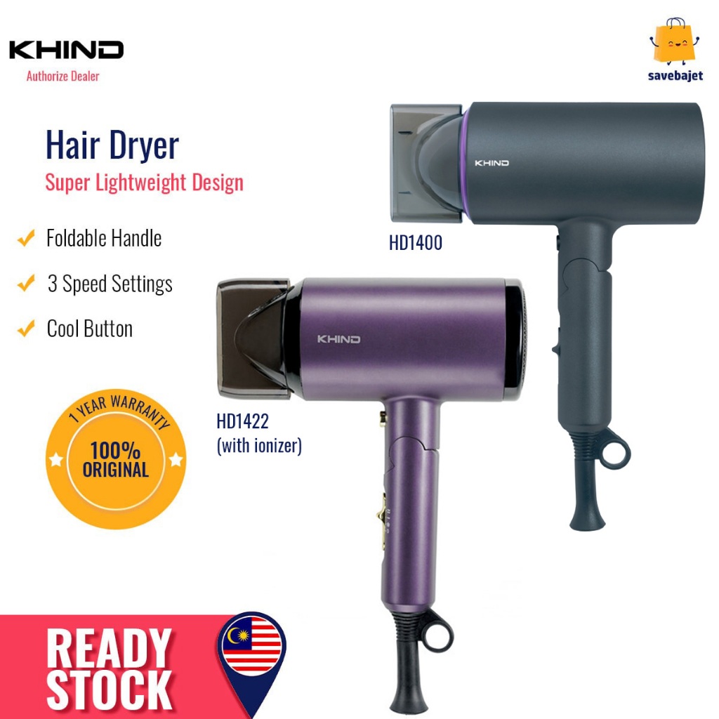 KHIND Pengering Rambut Ionizer Hair Dryer (1400W) HD-1400/HD1422 ...