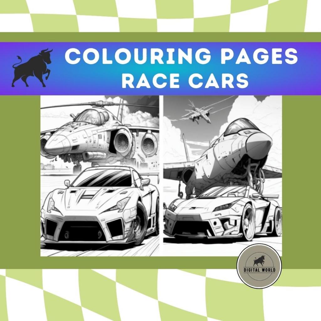 Digital Colouring Page | Race Cars Colouring Page | Colouring For Kids ...