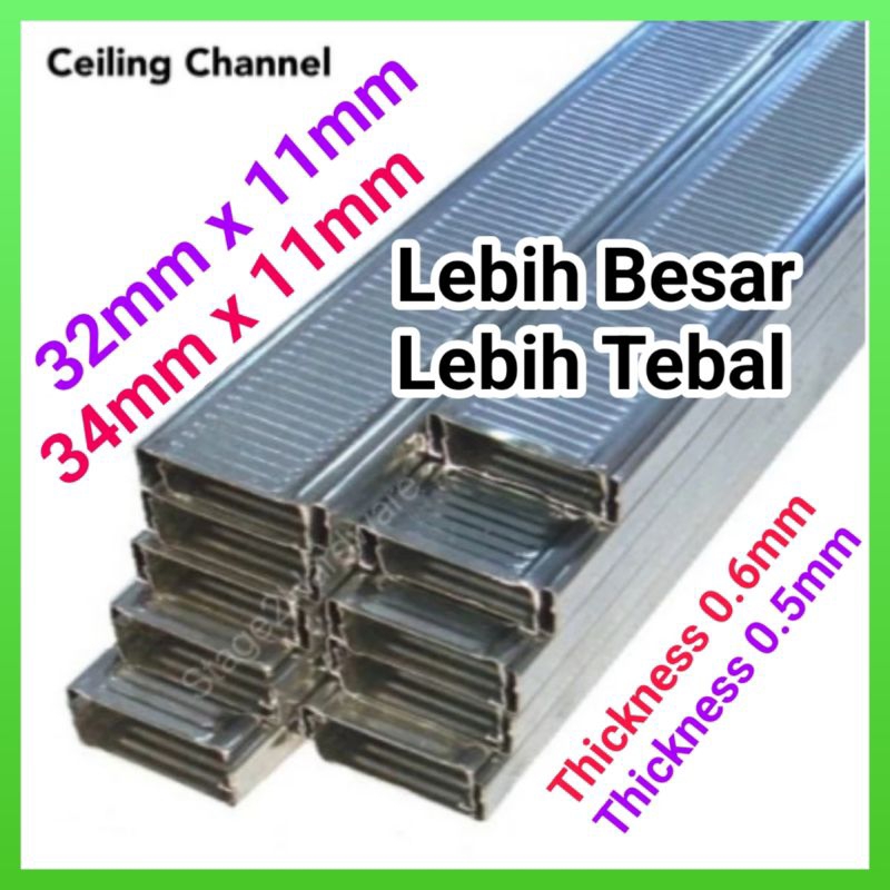 (Tebal&Besar)6feet *Plaster Siling Channel / c channel (Ceiling)/ Besi ...