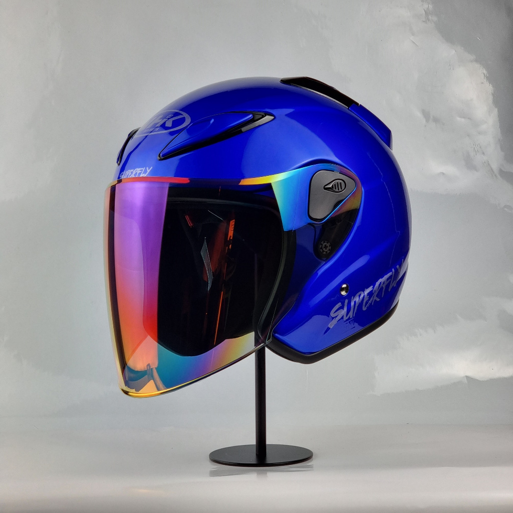 NHK HELMET X Superfly R6 V2 Solid - Candy Blue Glossy | Shopee Malaysia