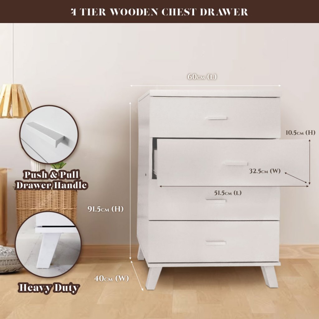 15MM THICKNESS | 4 TIER WHITE CHEST DRAWER | DRAWER CABINET | IKEA ...