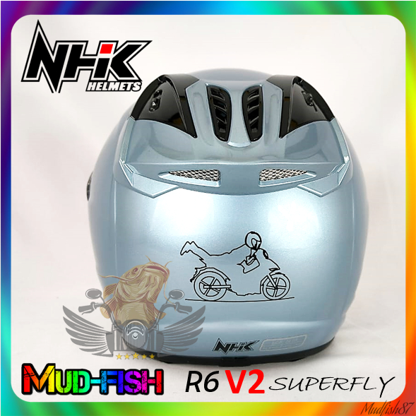 TOPI KELEDAR NHK R6 V2 SUPERFLY HELMET (ZEPHYR WHITE GLOSSY) | Shopee ...