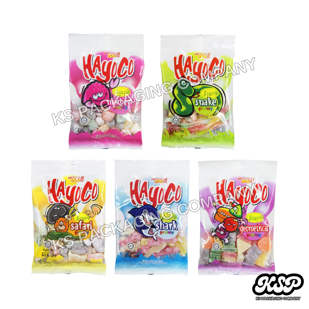 150g Lot 100 Hayoco Sour+ Gummy Assorted Gula-Gula Kenyal Berperisa ...