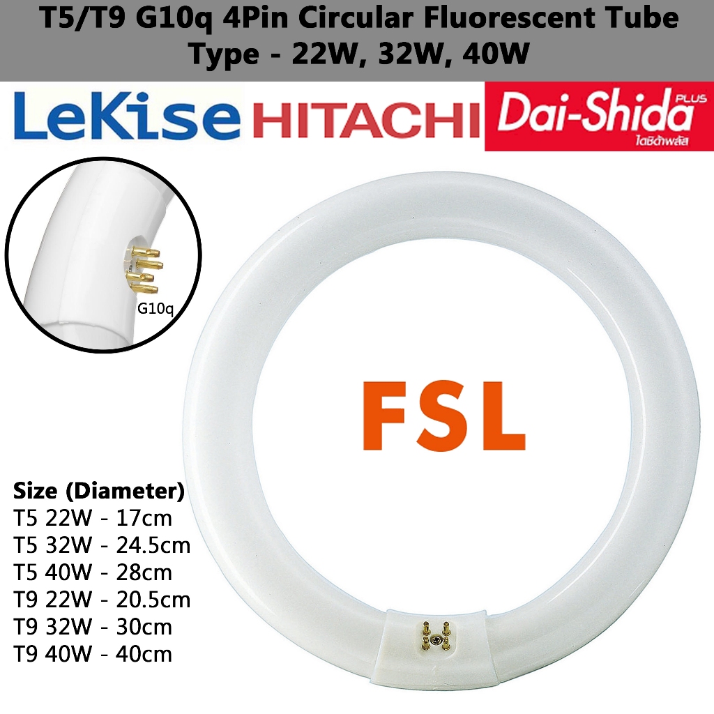 Fsllekisehitachidai Shida T5t9 G10q 4pin 22w32w40w Circular