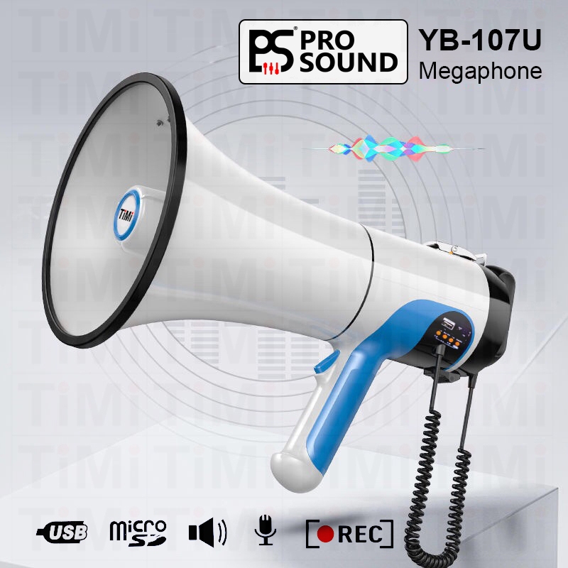 UZI 50W Bluetooth Megaphone – Rechargeable Bullhorn With Siren, Recording, 500m Range For Events, Coaching & Safety