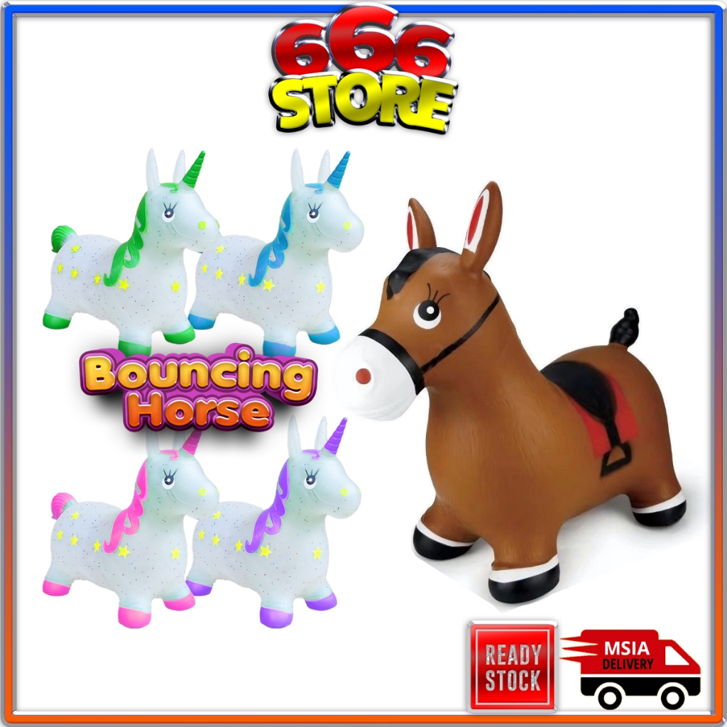 [Ready Stock] High Quality Bouncy Jumping Horse Hopper Inflatable Kid or  Toddlers Toys [666 Store]