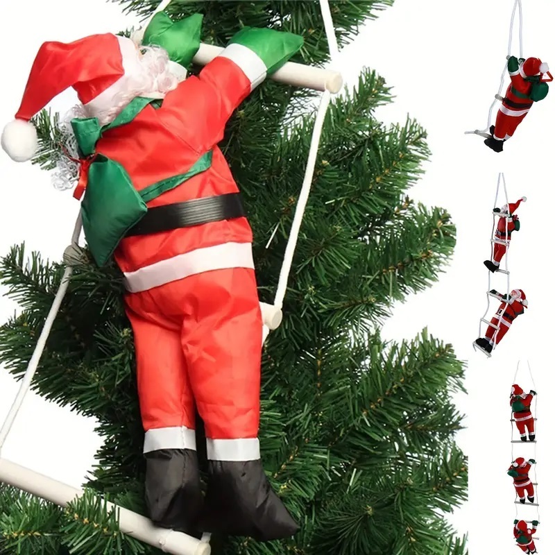 Msia Ready Stock Christmas Santa Claus Climbing On Rope Ladder For Xmas Trees Decor Decoration 6577