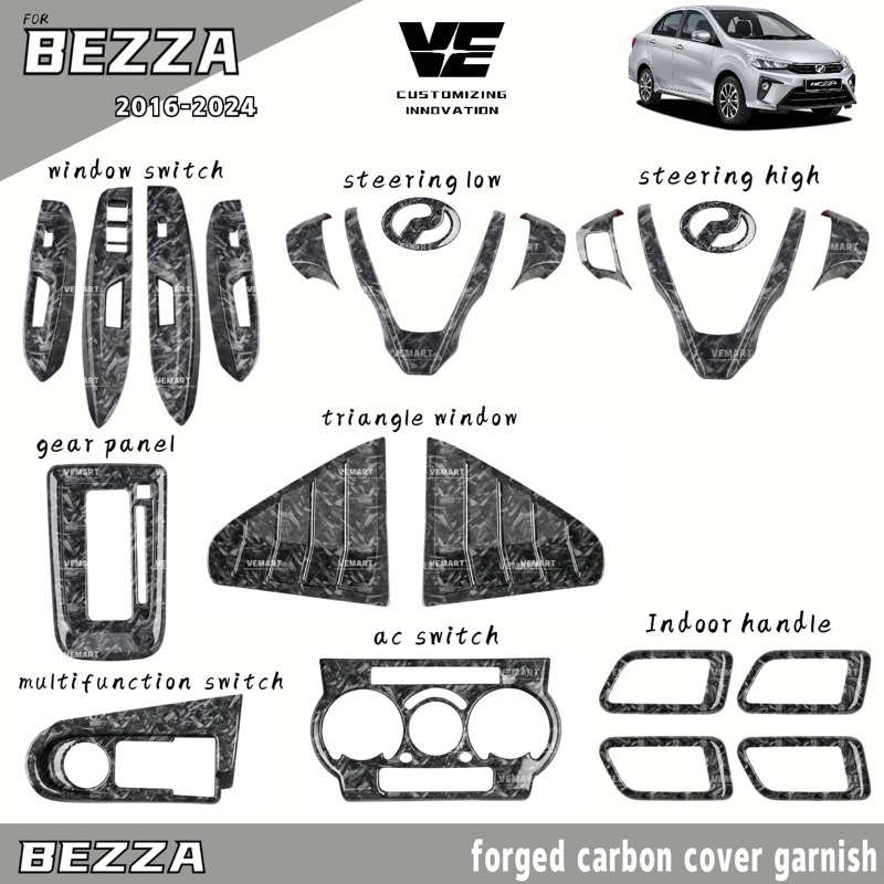 Vemart perodua bezza carbon interior car accessories BEZZA new 2023 Shopee Malaysia