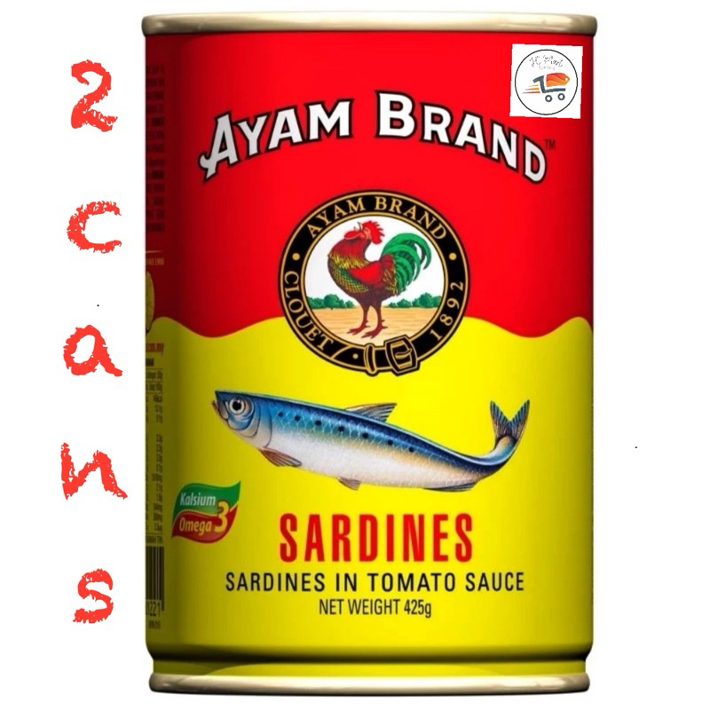AYAM BRAND SARDINES IN TOMATO SAUCE 425g (2 cans, dented can） Shopee
