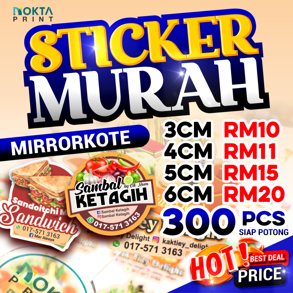 🔴100pcs🔴 STICKER LABEL PRODUK | STICKER MURAH | 3CM/4CM/5CM/6CM ...