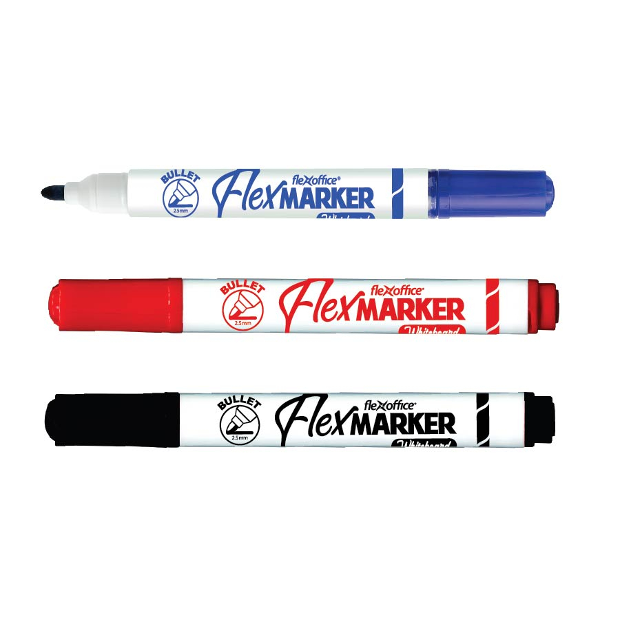 FLEXMARKER WHITEBOARD MARKER PEN (BLACK/BLUE/RED) BOX OF 12'S (PRICE ...