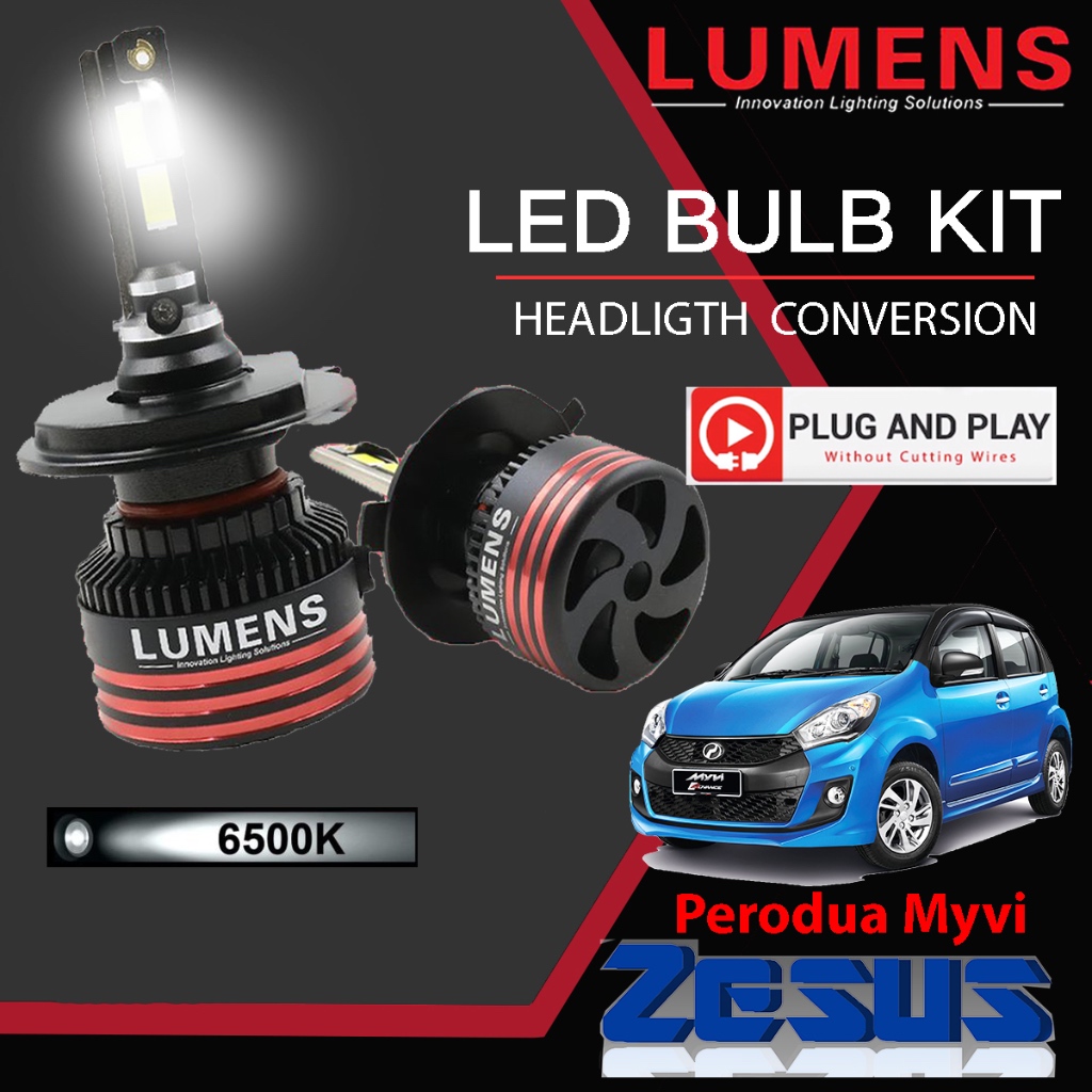 LUMENS Car LED Lighting 6500K 12V/24V 76W 5000LM Car Headlight Bulb