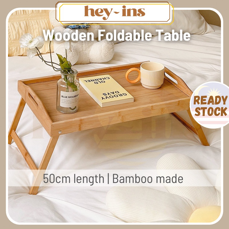 50cm Foldable Bed Table Portable Study Table Wooden Foldable Table ...