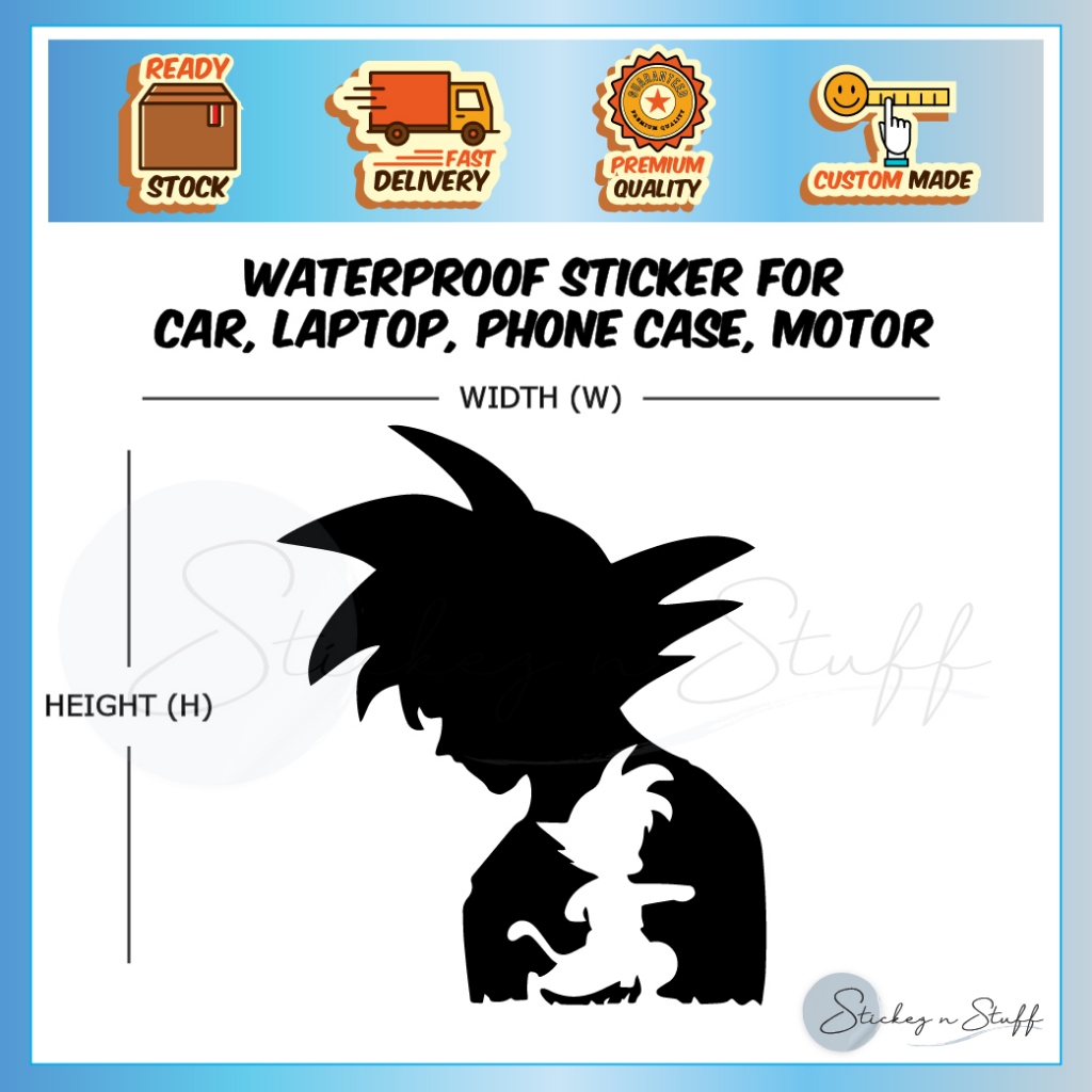 [D1] Dragon Ball Z Goku Kid Young & Old Sticker Reflective Super Saiyan ...