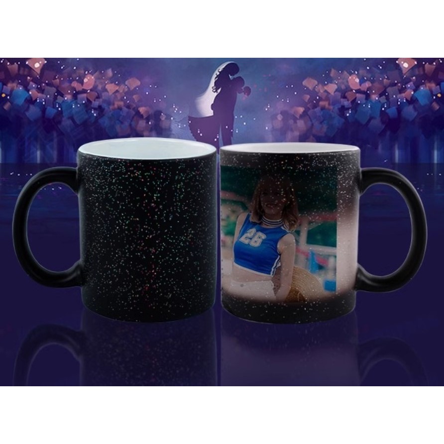 DIY magic mug custom made magic cup starry sky magic cup round handle  love handle遇到热水就会出现照片 diy魔术杯 男女朋友 父母 礼物 gift
