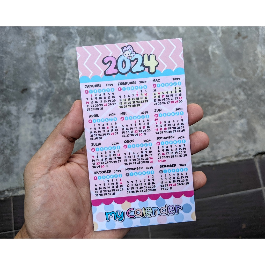 Fridge Magnet Pocket Calendar Year 2024, Magnet Poket Kalendar Tahun ...