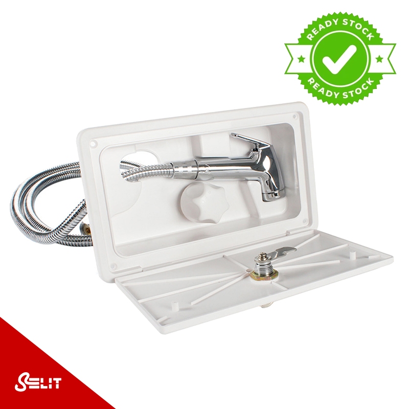 RV Exterior Shower Box Kit with Hot/Cold Switch, Showerhead, Metal