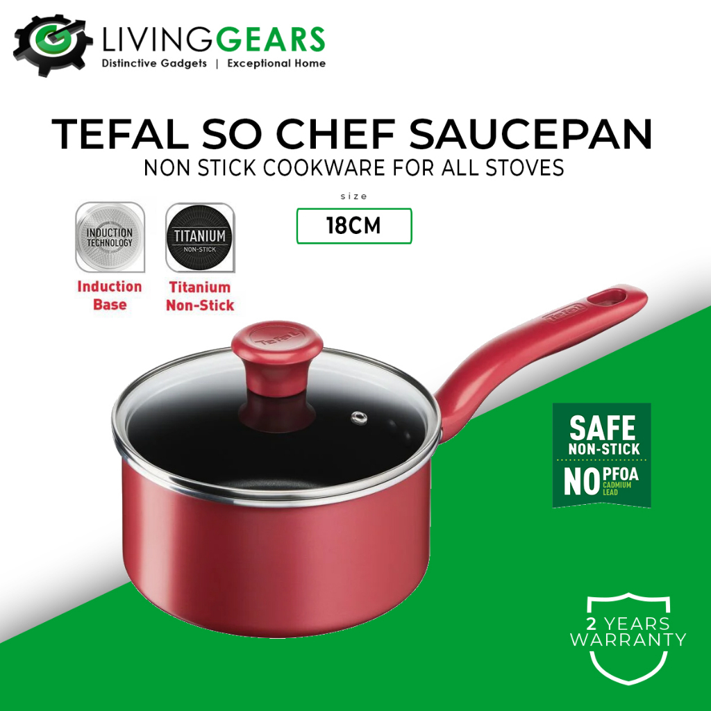 Tefal So Chef 18cm Saucepan Wt Glass Lid Cookware Pot Compatible on gas