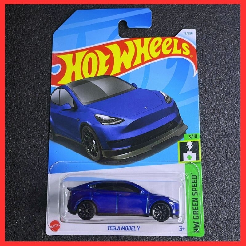 Hot Wheels Tesla Model Y 2024 Biru Model Collections Series Keret Mainan Hybrid Car Diecast