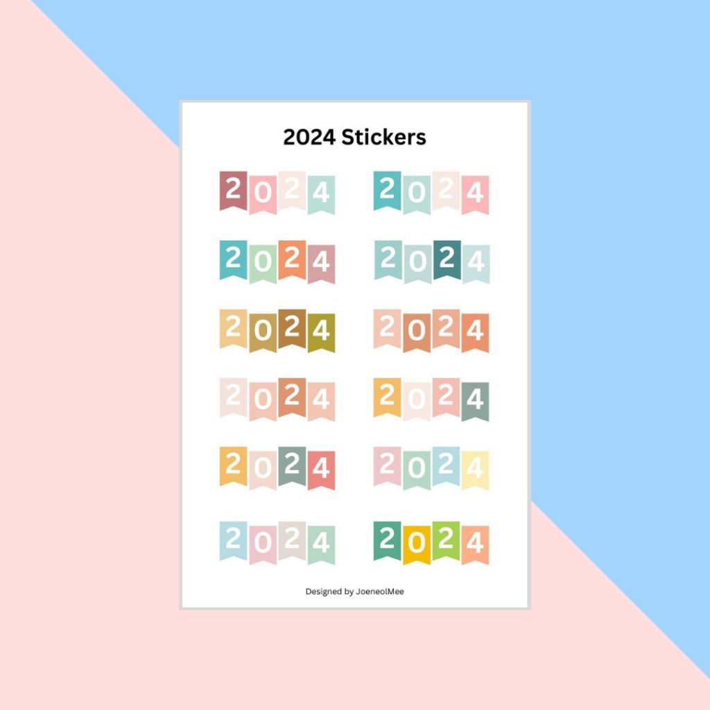 2024 New Year Sticker Sheet | Planner Love Ribbon Bullet Journal ...