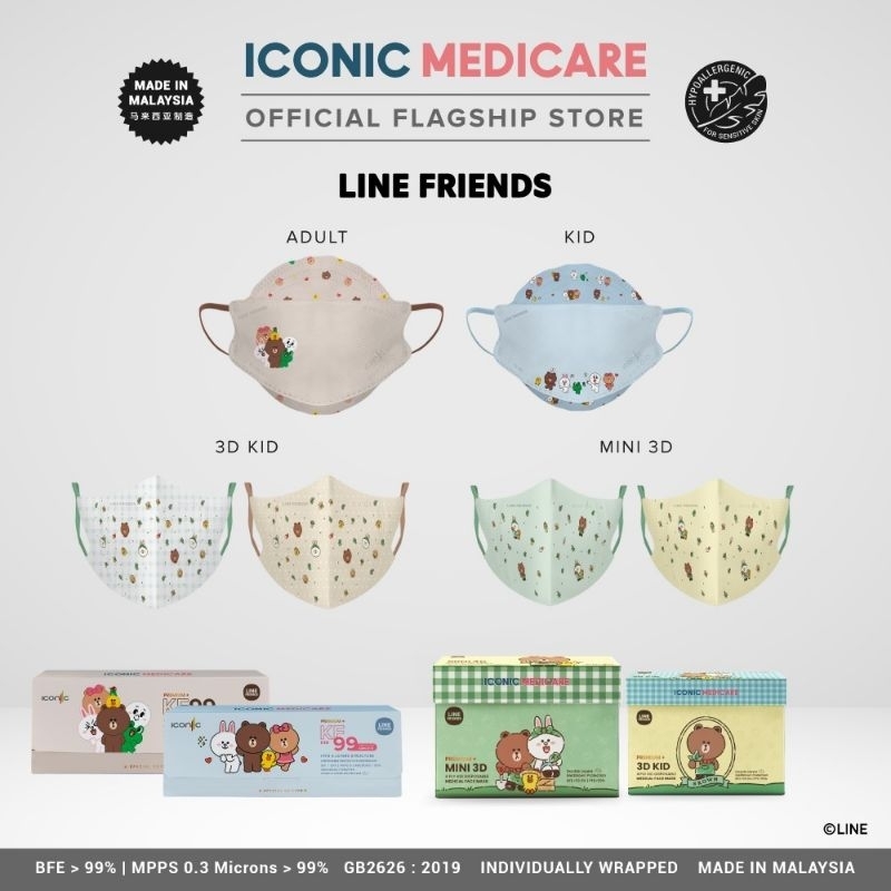 Line Friends Iconic Medicare KF99/4PLY/3D Protective Respirator ...