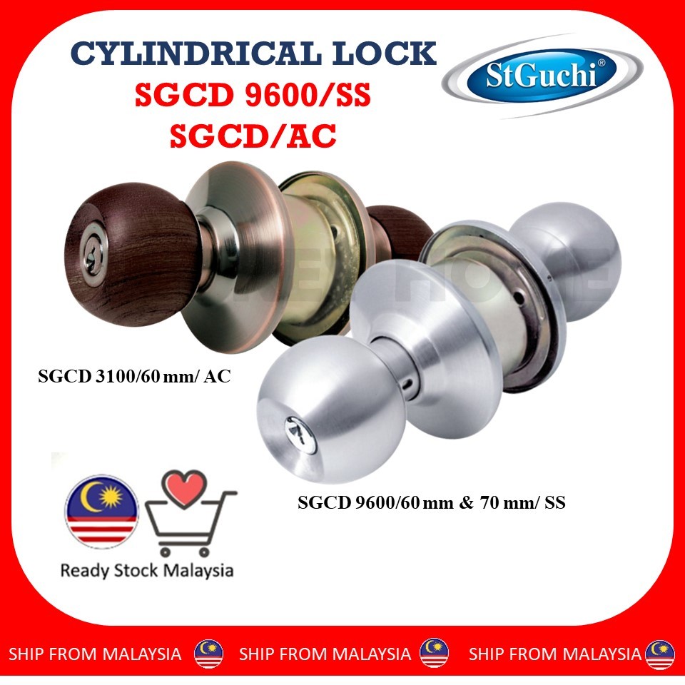 St Guchi Cylindrical Door Knob Lock Set SGCD 9600 3100 SUS 304 ...