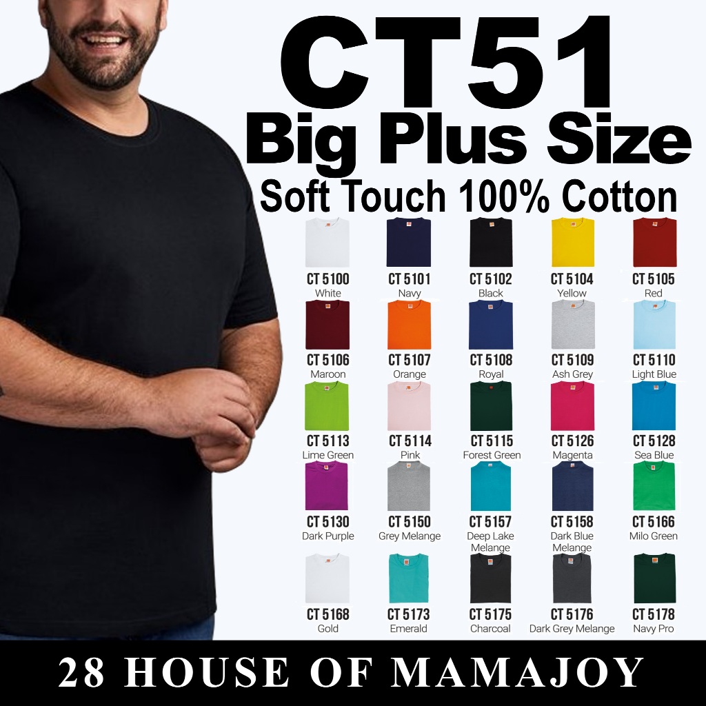 【5XL 7XL PLUS SIZE】CT51 Baju OREN SPORT 100% Cotton T-Shirt Short ...