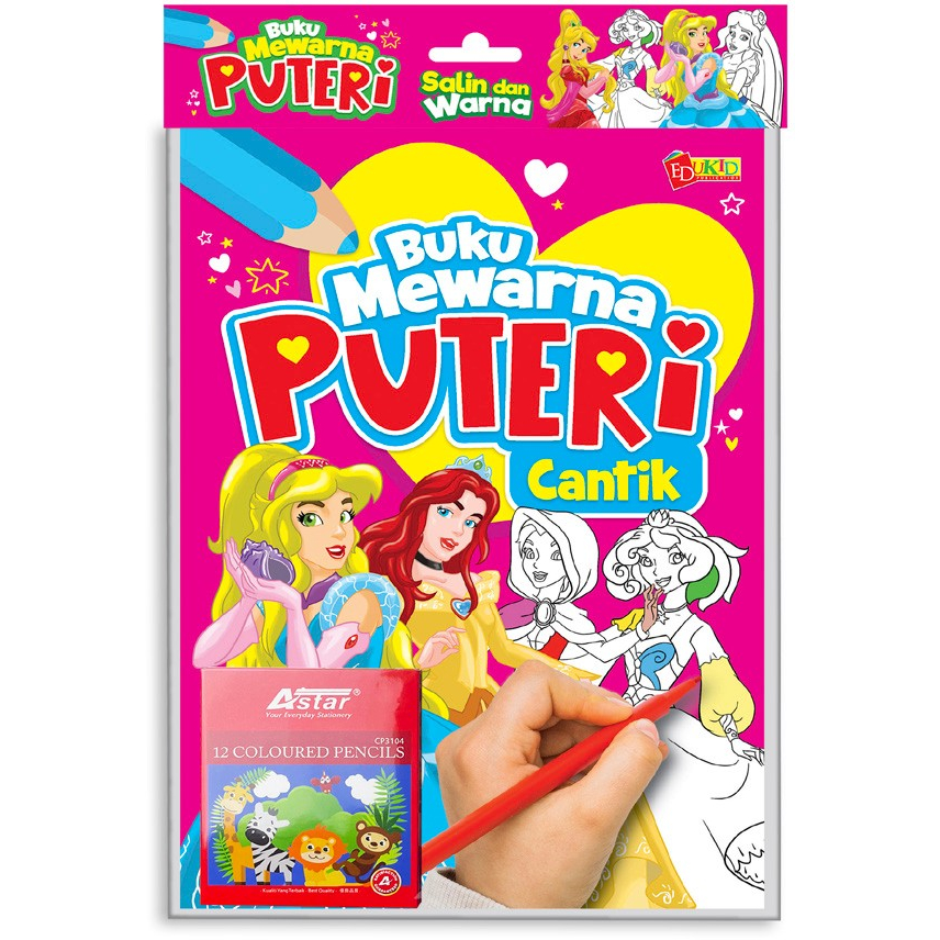 BUKU MEWARNA PUTERI + PENSEL WARNA - Buku Mewarna Kanak -Coloring Books ...