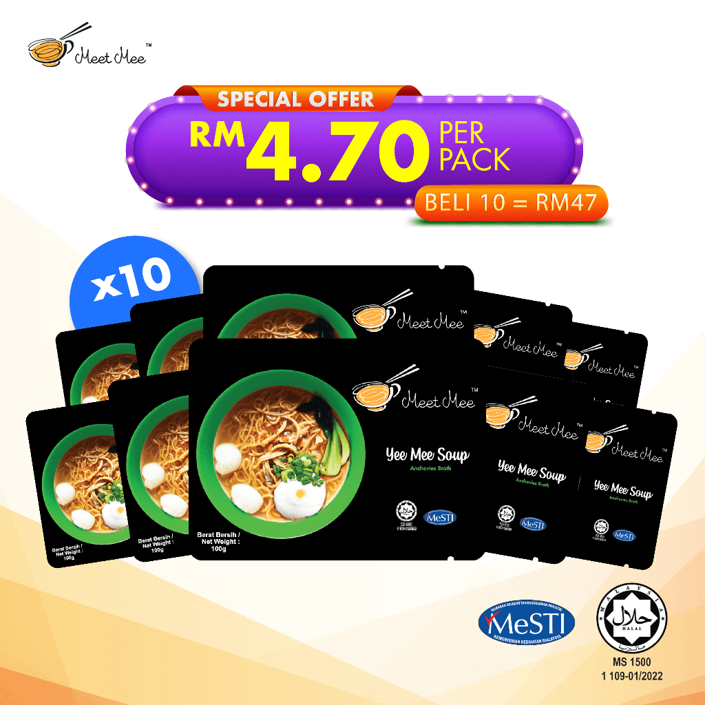 【HALAL Bundle YMS 10 in 1 】Yee Mee Soup (Anchovies Broth) Yee Mee Sup