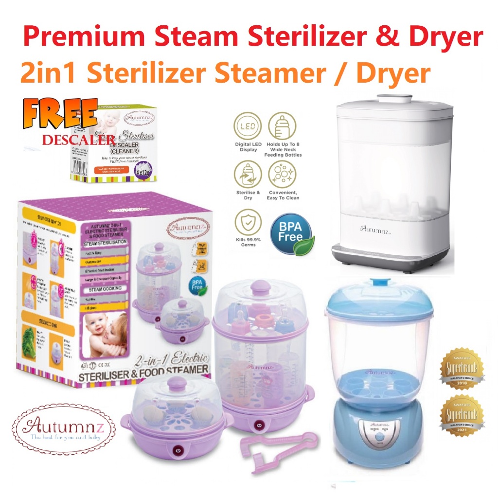 Autumnz 2 In 1 Premium Electric Sterilizer And Food Steamer/Dryer [FREE