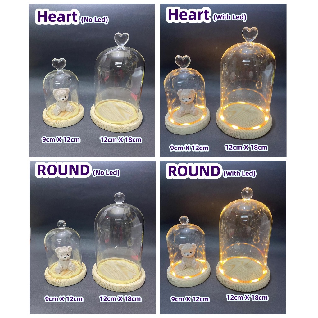 NEW STOCK Round Heart Top Cylinder Sphere Terrarium Glass Jar Display ...