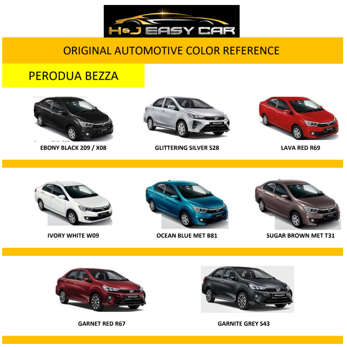 PERODUA BEZZA Automotive Original COLOR CODE Touch Up Paint 10ML ...