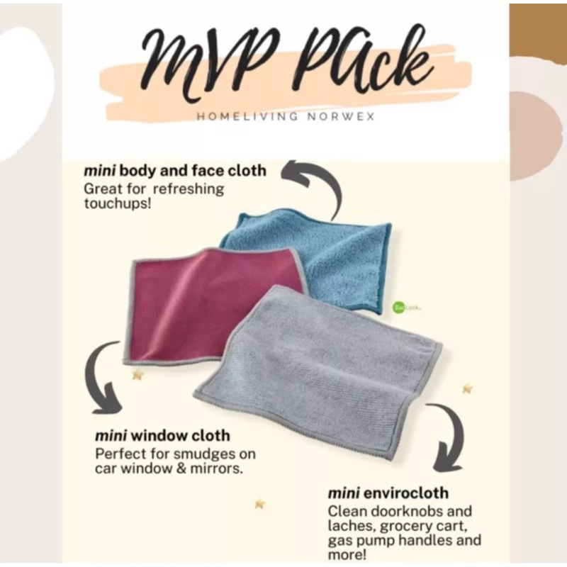 Norwex mvp pack multi purpose variety pack travel enviro travel body