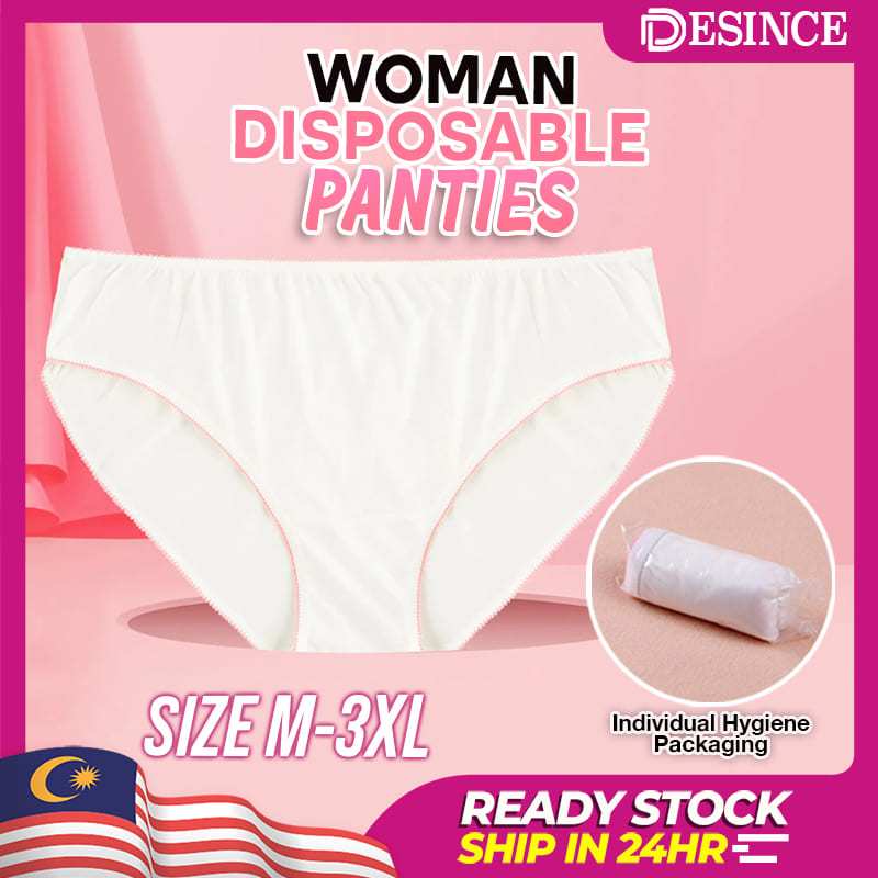 🇲🇾DESINCE Cotton Disposable Panties Underwear Plus Size Woman Maternity  Travel Innerwear Seluar Dalam Pakai Buang WP 258