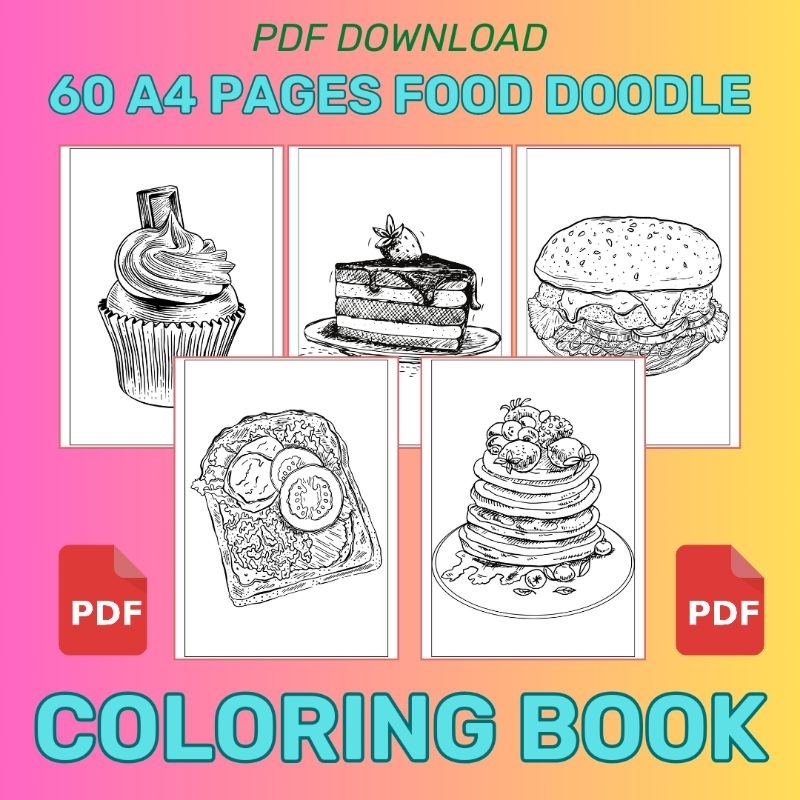 PDF COLORING PAGE FOOD PDF BUKU MEWARNA MAKANAN | Shopee Malaysia