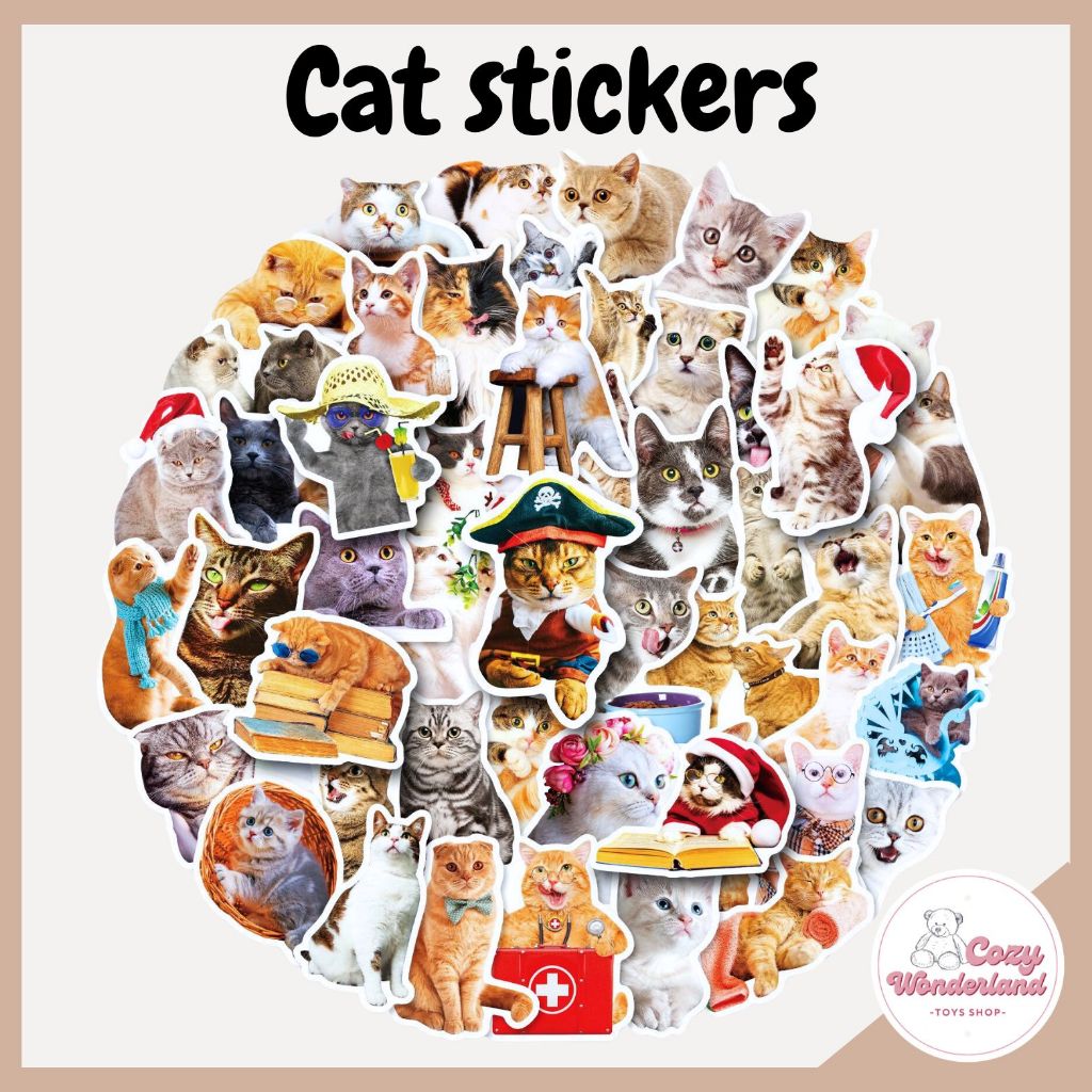[50 PCS] E Cute Kittens Cats MEME Waterproof Stickers For Notebook ...