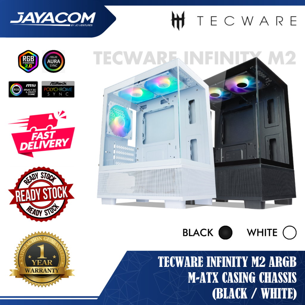 Tecware Infinity M2 ARGB M-ATX Casing Chassis (Black / White) | Shopee ...