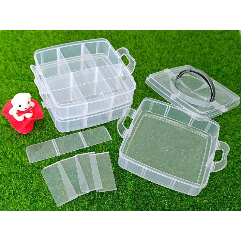 18 Grids] - Plastic Kotak/ Multifunctional Adjustable Plastic Box/  Transparent Storage Case/ Plastic Compartment Box