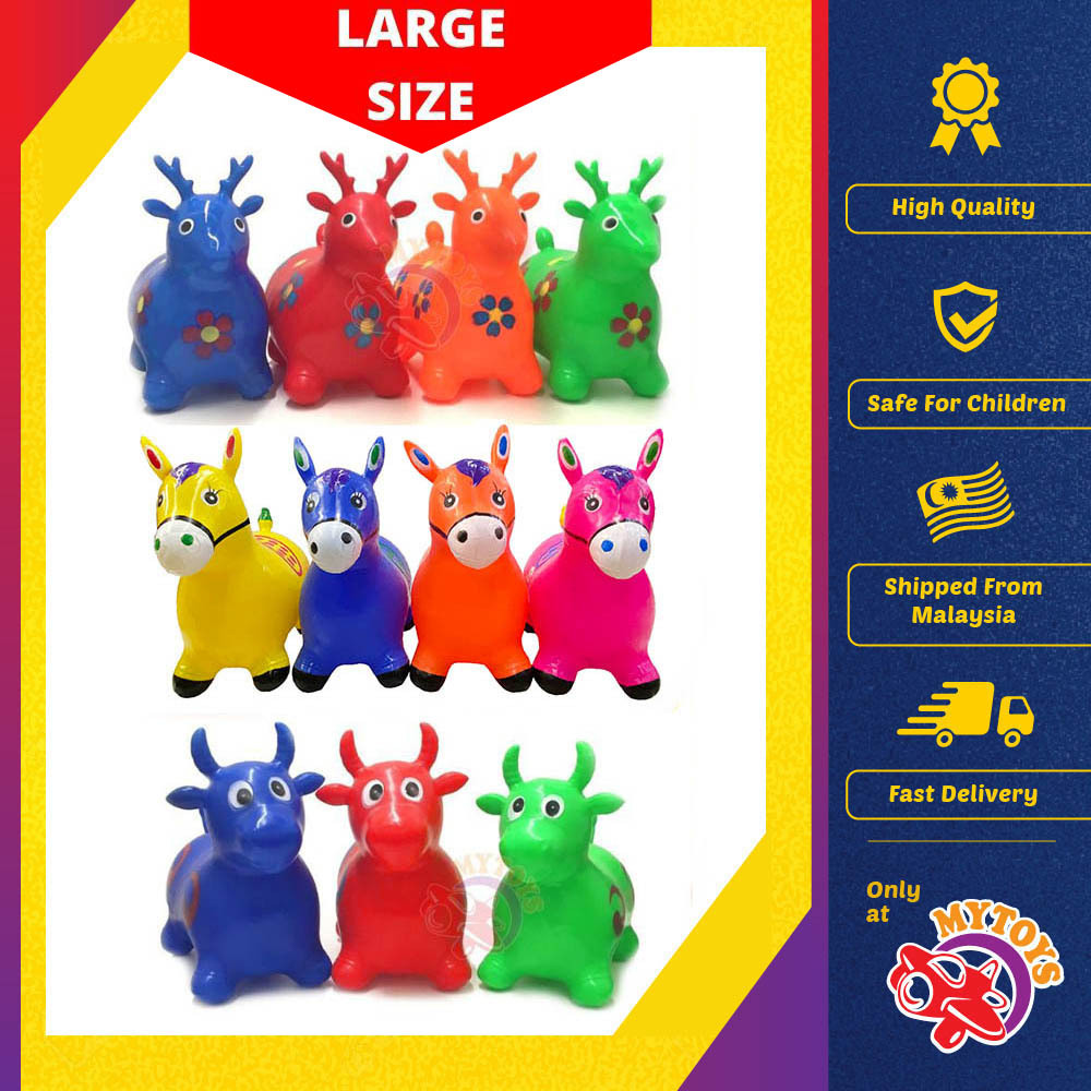 Large Assorted Inflatable Bouncing Animal Horse Jumping Horse Cow Deer Baby Toys for Kids Kuda