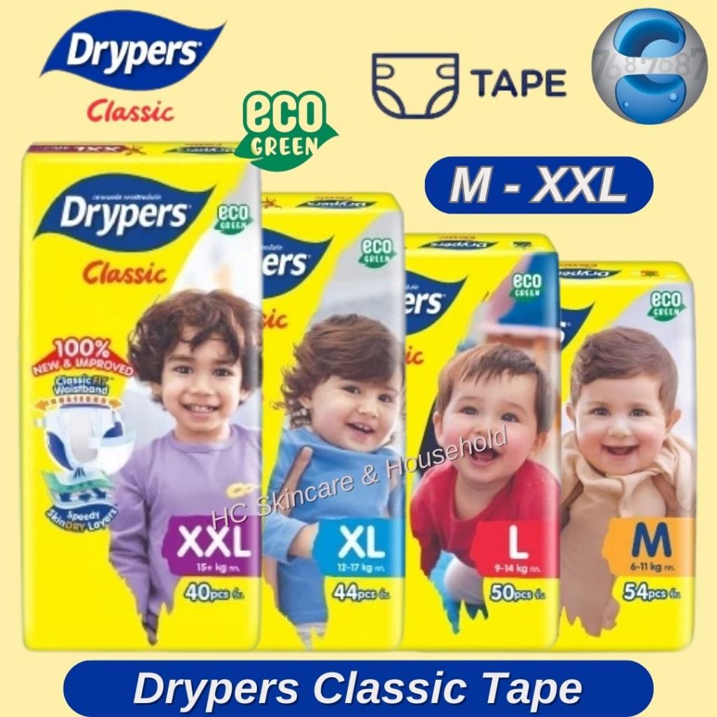 Drypers Classic Tape M54 / L50 / XL44 / XXL 40 (1 Pack) Shopee Malaysia