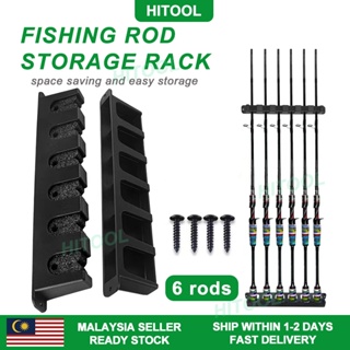 fishing rod holder display rack rak joran kit 6 holes stand abs