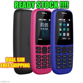 Malaysia Ready Stock 100% Nokia 105 (2019) with dual-SIM card slots Version Long Lasting Battery Feature Phone