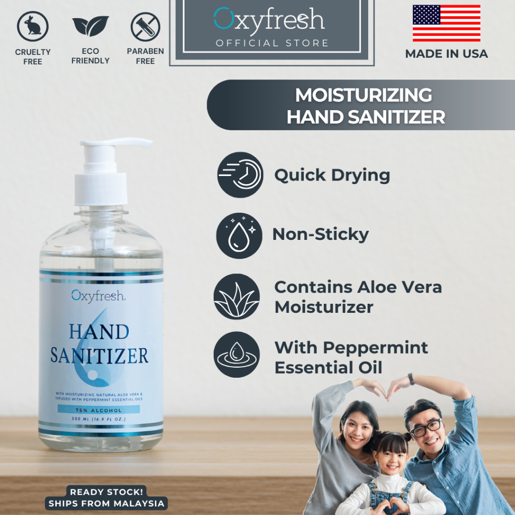Oxyfresh Gel Hand Sanitizer With Peppermint Essential Oil & Aloe Vera