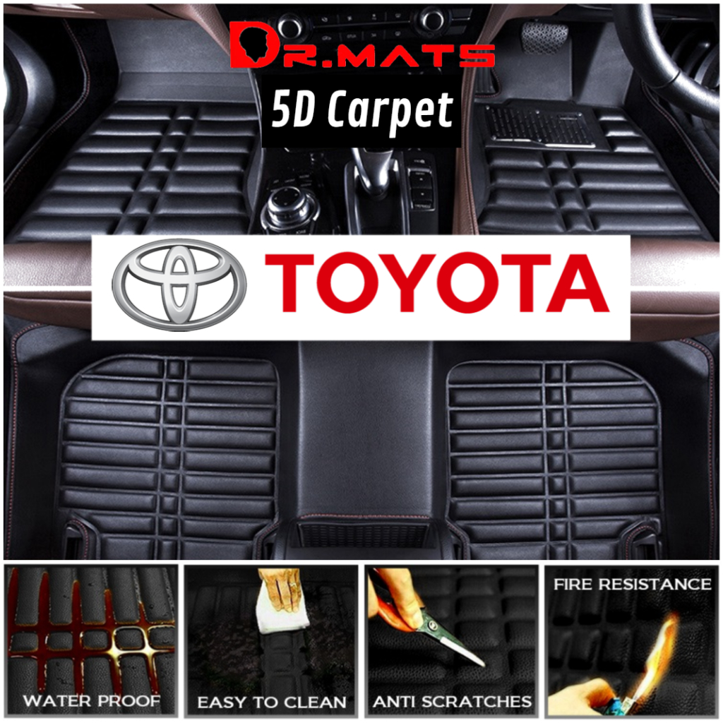 [1Set] Toyota 5D Carpet Car Floor Mat Avanza Altis CHR CROSS Fortuner