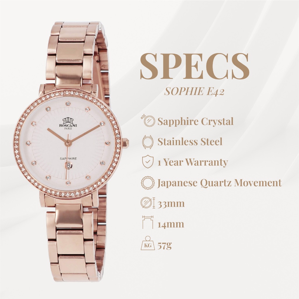 Roscani Sophie E42 Sapphire Crystal Women Watch Shopee Malaysia