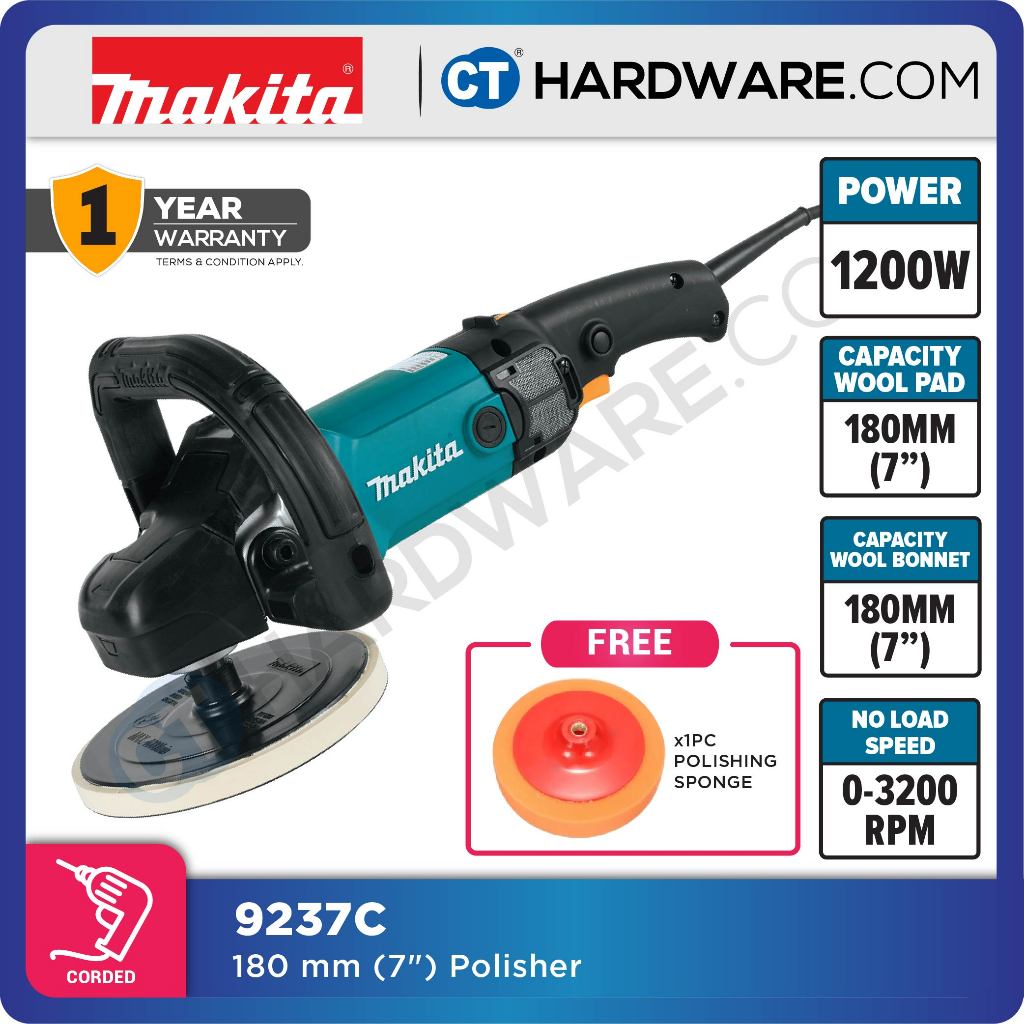 Makita 9237C Corded Premium Polisher 180mm (7