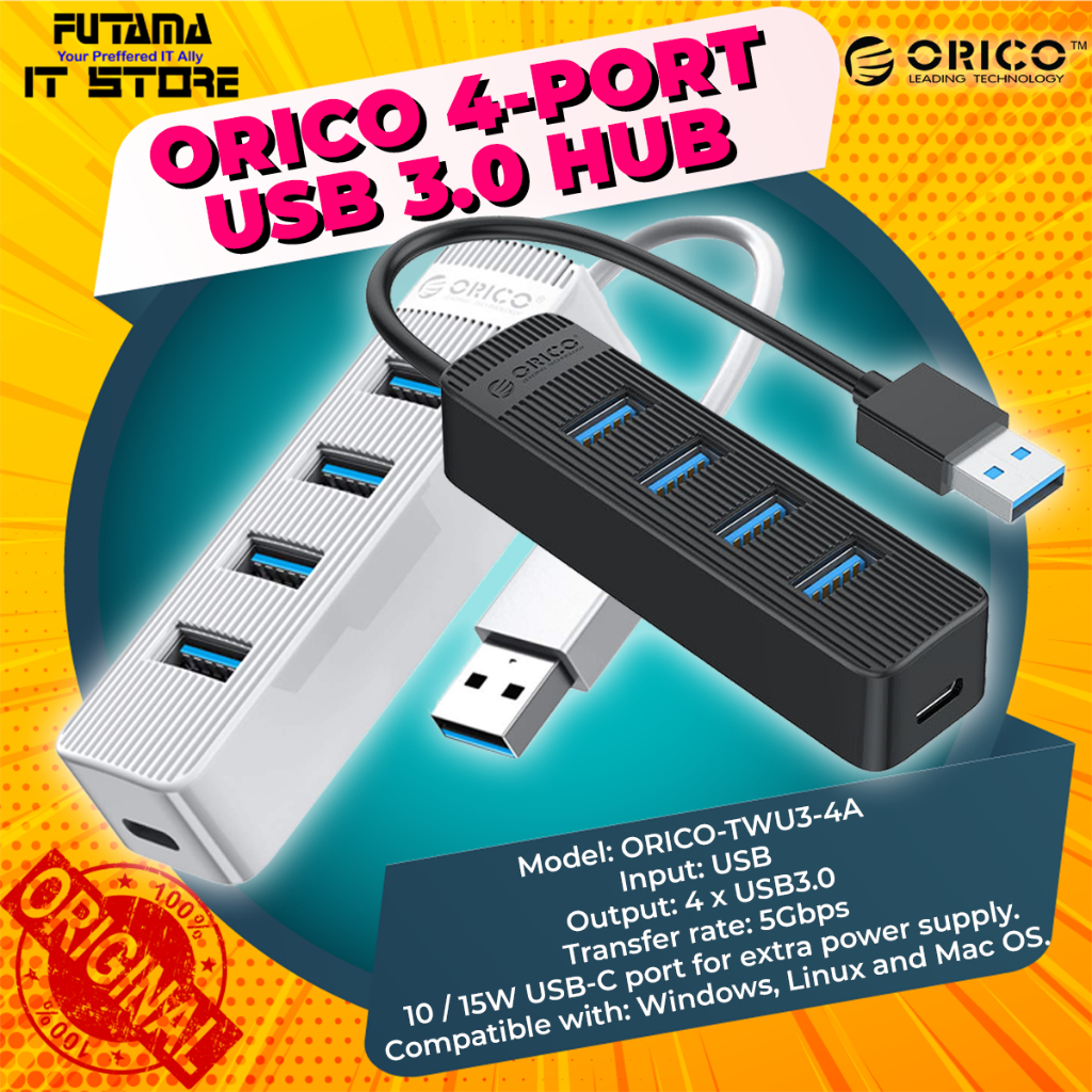 ORICO 4-Port USB 3.0 Hub - 4 USB 3.0, 1 USB Type-C Output/Transfer rate ...