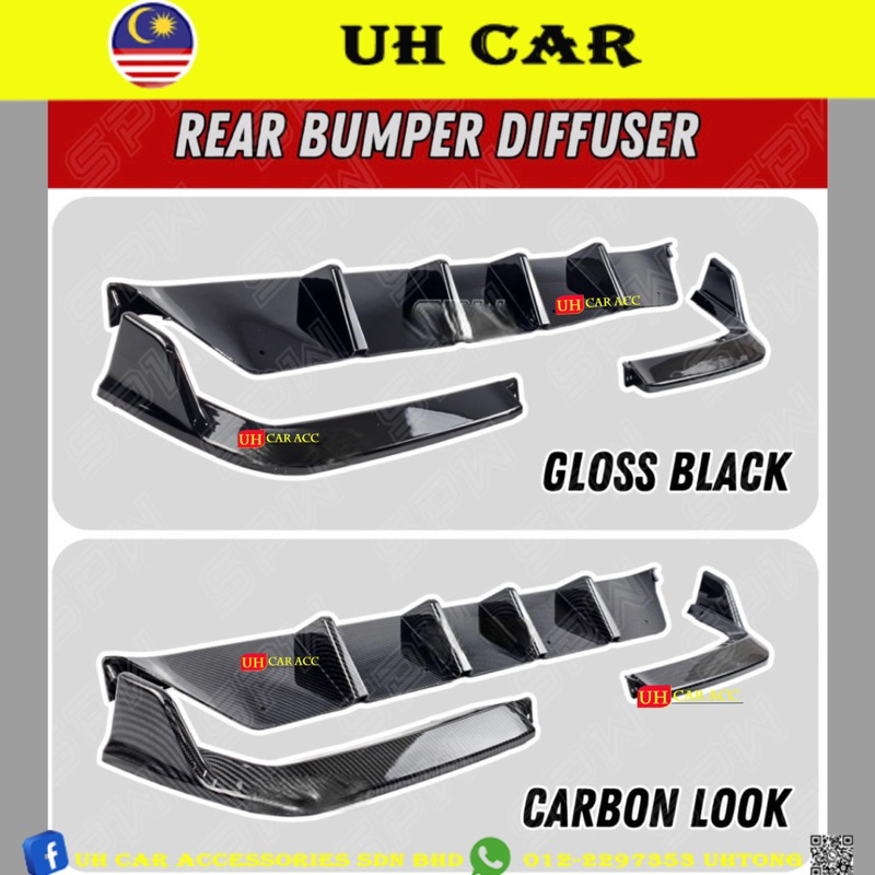 Perodua Axia 2023 Bodykit Diffuser Lip Skirt Skirting Glossy Black ...